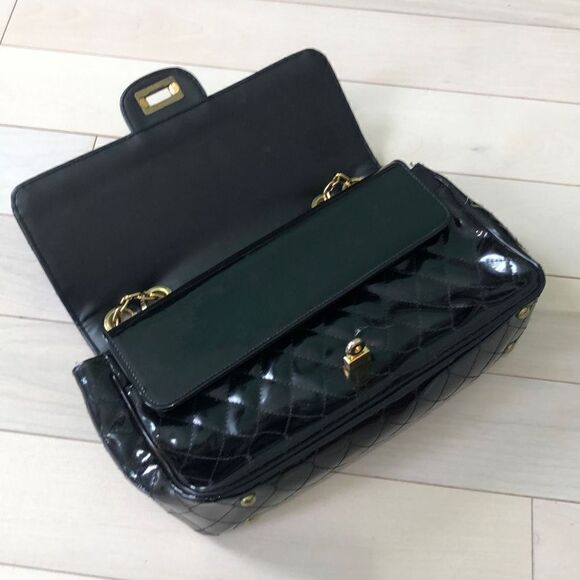 Arnold Scaasi For Meyer Women's Quilted Chain Strap Double Flap 2-way Bag Black - Picture 5 of 7